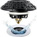 AzWzz Bathtub Drain Stopper, Pop Up Tub Stopper Plug with Bathtub Drain Hair Catcher Cover, Universal for 1.45 in to 1.8 in Tub Drain, Matte Black