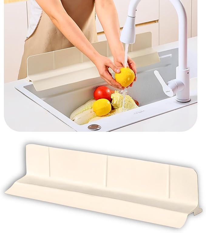 MessOut Sink Splash Guard | Premium Korean Silicone | 3 Practical Sizes for Maximum Coverage |Solution for Mess Free Dish-washing | Super Strong Suction to nearly all Shelf-tops.