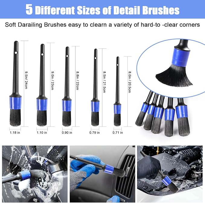 anngrowy 62" Microfiber Car Wash Brush with Long Handle Car Washing Mop Kit Mitt Sponge Car Cleaning Supplies Duster RV Washing Car Brushes, 1 Chenille Scratch-Free Replacement Head (Blue&Yellow)