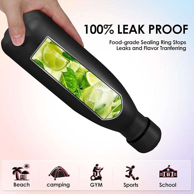 25oz Cola-Bottle Shaped Stainless Steel Leak-proof Water Bottle,Double Wall Vacuum Insulated Metal,Travel Mug For Sports Indoors & Outdoors,BPA-Free Kids Flasks,Assorted(2 Pack)