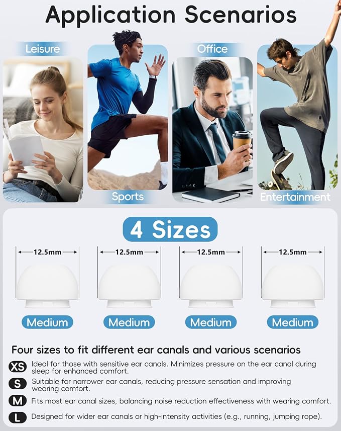 4 Pairs Replacement Ear Tips for AirPods Pro 1st /2nd(Medium-White | with Noise Reduction Hole,Built-in dust Guard Screen Silicone Ear Tips with Cleaning Pen