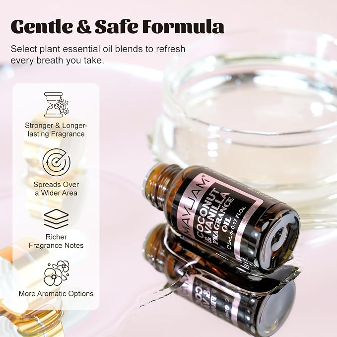 MAYJAM Essential Oils Set - Fragrance Oil for Diffuser Soap Candle Making | Long Lasting Scents Diffuser Oil for Home Office Yoga, Unique Gift Set for Families and Friends - 20x5ml