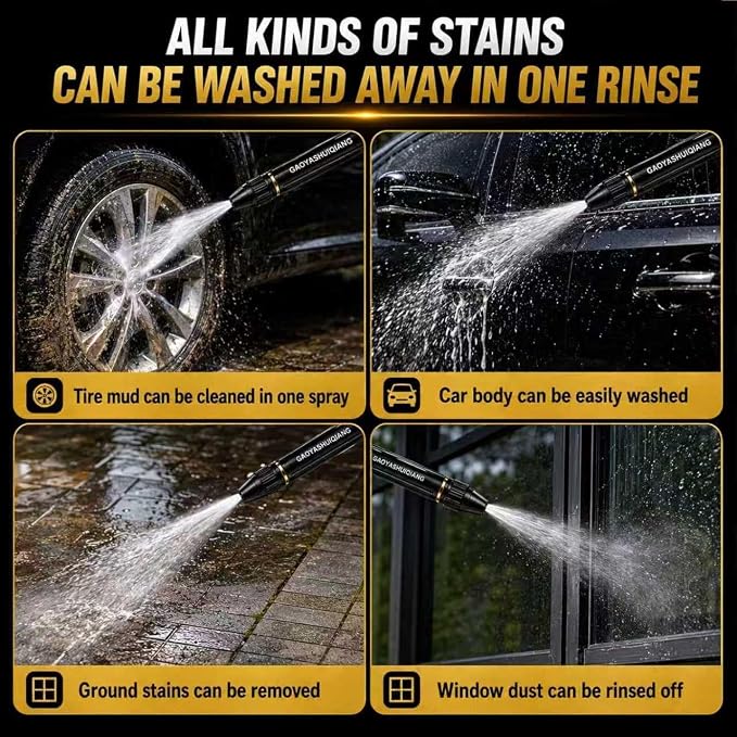 Heavy Duty Adjustable High Pressure Hose Nozzle with Connector Set Power Washer Spray Gun with 3 Spray Modes High Pressure Water Jet Sprayer for Car Wash Yard Patio Garden Outdoor Cleaning(1pc)