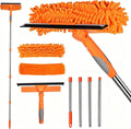 2-in-1 Window Cleaner Tool, 68'' Squeegee for Window Cleaning | Extension Pole, Scrubber with Rotating Head, Streak-Free Squeegee, Thickened Stainless Steel, In/Outdoor Washing Equipment