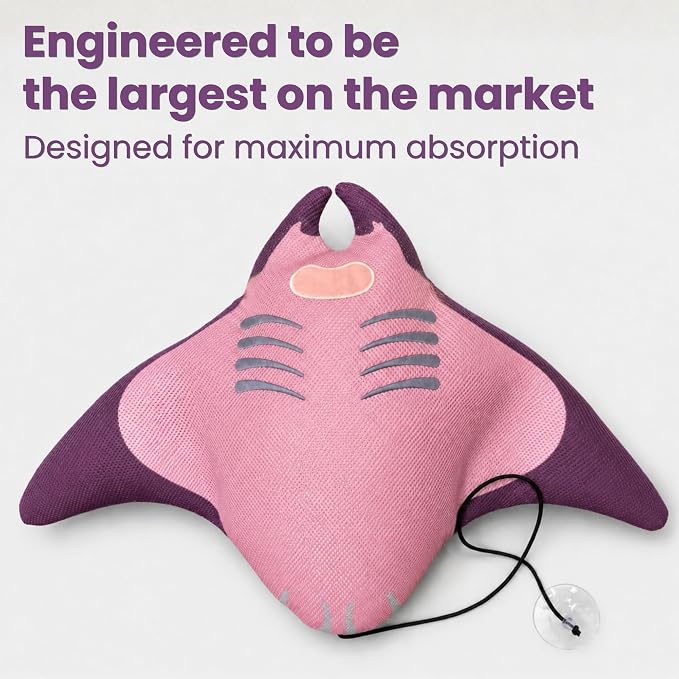Swimming Pool & Swim Spa Scum Absorber - Purple Oil Absorbing Stingray, Reusable Floating Sponge Soaks Up Oil Makeup Lotion from Pool Surface, Machine Washable