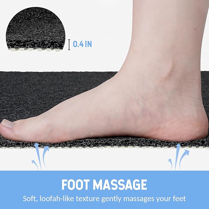 Non-Slip Bathtub Mat, Anti Slip Shower Mat, Fast Drying Bathtub Mats, Foot Scrubber Mat, Anti Slip Mat for Tub, Floor, Bathroom, Kitchen, Home, Hotel (Black 36"×24")