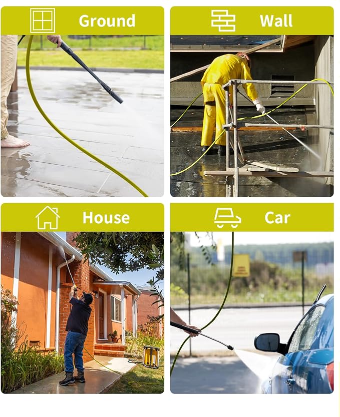 Pressure Washer Hose 150FT 3/8" for Cold and Hot Water 212°F, with Swivel Quick Connect, 4500PSI Kink Resistant Grade Steel Wire Braided, Power Washer Hose With 2pcs M22-14mm Adapter
