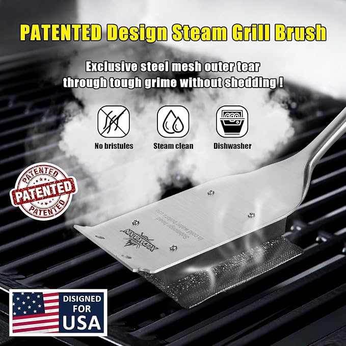 XUDAKAIXIN Grill Brush Bristle Free,Unique Steel Fibers Pad [Safe & Efficient] Perfect for Any Grill/Flat Tops Griddles,Safe Grill Cleaner for Outdoor Grill,Gifts for Men/Dad