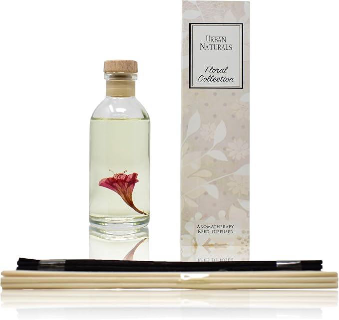 Reed Diffuser Set, Honeysuckle & Jasmine - Bathroom Décor | Hyacinth, Cassis, Neroli & Geranium, Long Lasting Air Freshener for the Bedroom, Bathroom or Office, Made in the USA