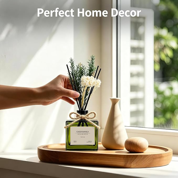 Reed Diffuser, 6.1 oz Fresh Linen Scent Diffuser with Sticks & Dried Flowers, 120 Days Long Lasting diffusers for Home, Elegant Fragrance for Bathroom Bedroom Office Decor Air Fresh