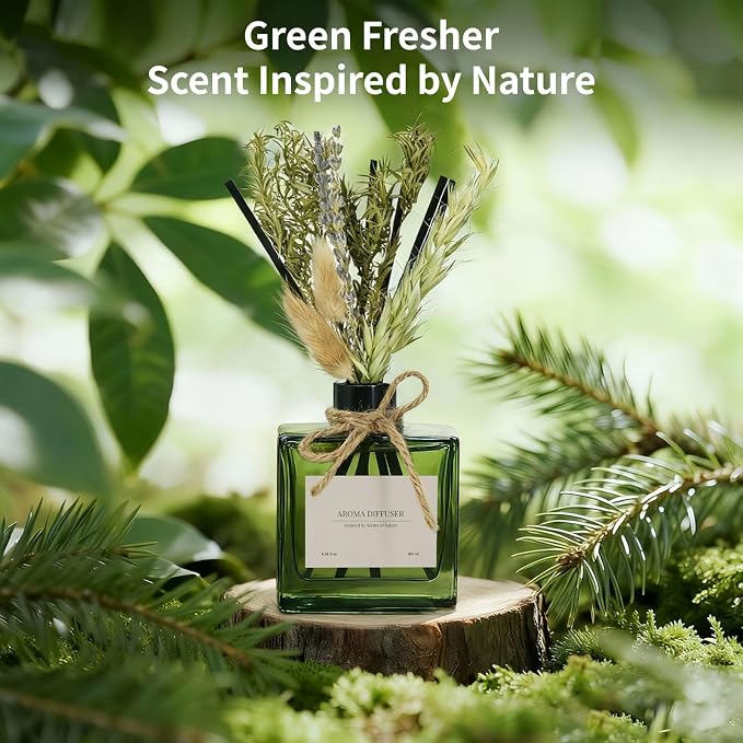 Reed Diffuser, 6.09 oz French Juniper Lavender Scent Diffuser with Sticks & Dried Flowers, 120 Days Long Lasting diffusers for Home, Elegant Fragrance for Bathroom Bedroom Decor Air Fresh