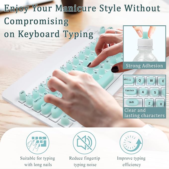 Keyboard Cover for Long Nails, Acrylic Gel Nails - Silicone Keyboard Protector Skin with Raised Keys for Typing and Gaming, Compatible with MacBook Pro/Air 13"/14"/15"/16" 2020-2025 (Blue)