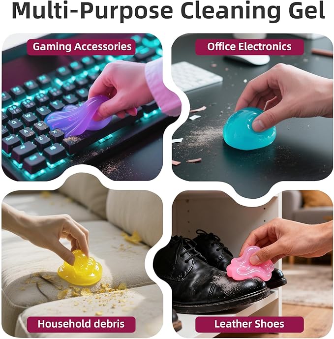 ColorCoral Reusable Car Cleaning Gel and Keyboard Cleaner Putty, 4 Pack | For Car Interiors, Air Vents, Keyboards and Electronics; 4 Fragrances, Reusable Gel Reaches Gaps, Gifts for Men and Women