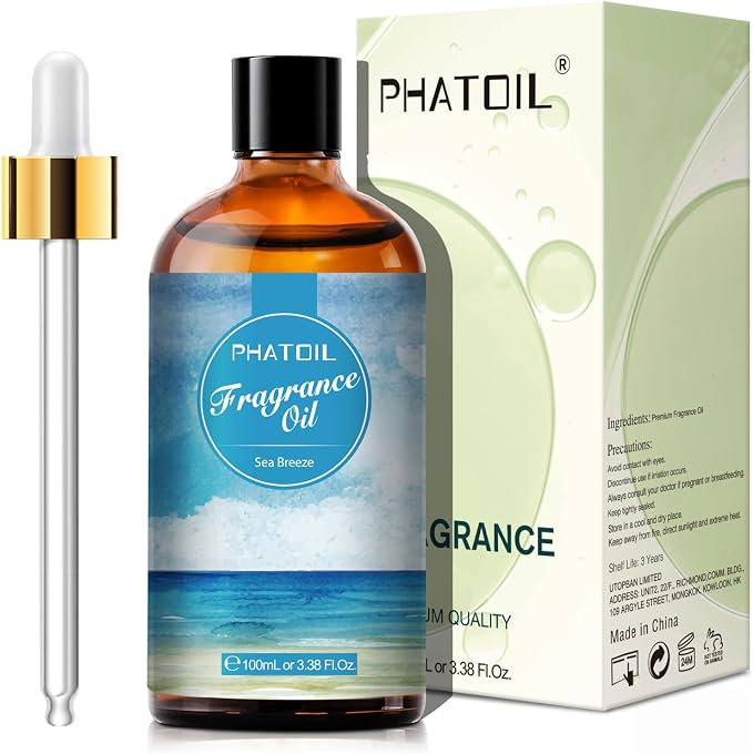 PHATOIL Sea Breeze Fragrance Oil for Diffuser Aromatherapy 3.38FL.OZ | Long Lasting Scented Oils For Humidifier, Air Freshener, DIY Soap Candle, Scent Project Making, Aroma Oil for Home Freshening