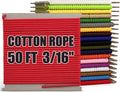 PerkHomy 500lb Cotton Rope 3/16" (5mm) 50 ft Multi Purpose Utility Diamond Braided Cord, Natural Cotton for Clothes Line Camping Crafting Flag Pole, Red