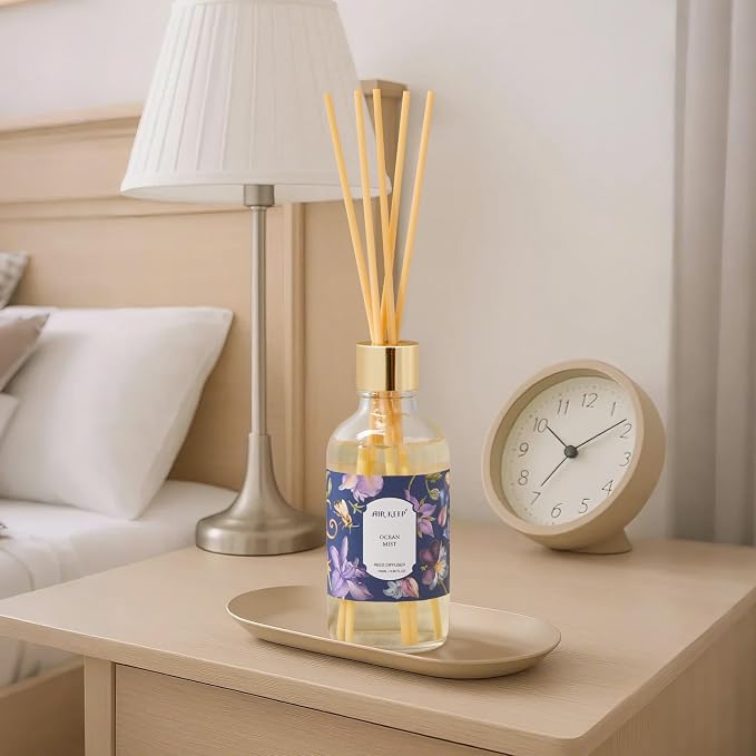 Reed Diffuser Oil Set with Reed Sticks, Ocean Mist Aromatherapy Oil Scent Diffuser for Home Office Bathroom Decoration Perfume and Gifts 3.38 oz/100ml