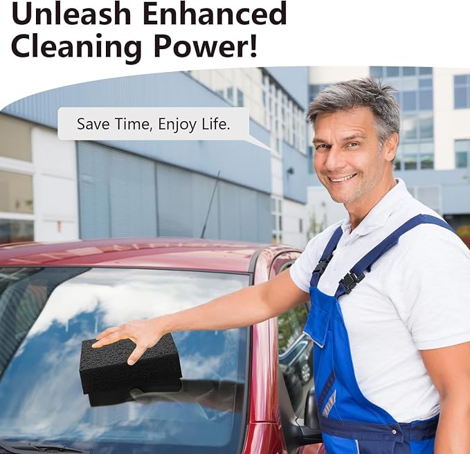 Windshield Cleaner Tool 22.5" L - Car Interior&Exterior Window Cleaning Kit with Extendable Handle&4 Microfiber Pads and Thick Large Wash Sponge, Auto Glass Wiper Brush Kit for Cars Home (7pcs Blue)