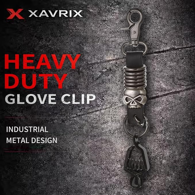 Heavy Duty Glove & Hat Clip with Carabiner, All-Metal Spring Clamp Work Glove Holder for Tool Belt, Harness, Backpack