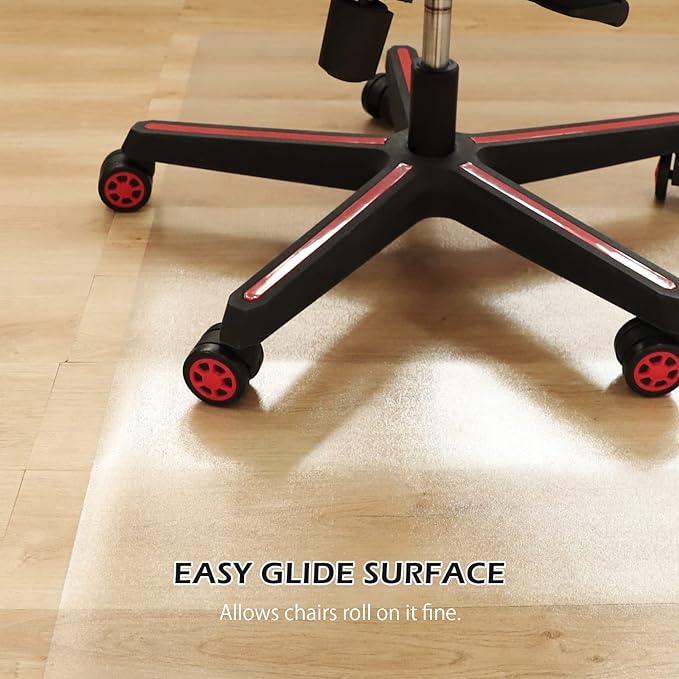 SALLOUS Office Chair Mat for Hard Floors, 63" x 51" Large Chair Mat for Hardwood Floors, Slip Resistant Floor Protector Desk Mat for Home, Waterproof Vinyl Floor Mat for Gaming Chairs (Clear)