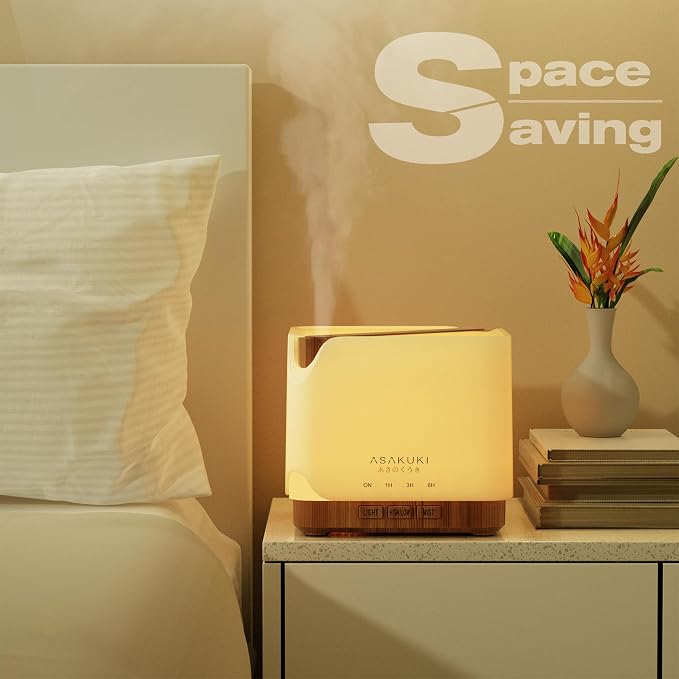 ASAKUKI Essential Oil Diffuser for Home Large 700 ml Humidifier | Automatic Shut-Off, Scent Aromatherapy Diffuser with 7 LED Lights for Living Room, Kitchen, Bedroom, Hotel - Yellow