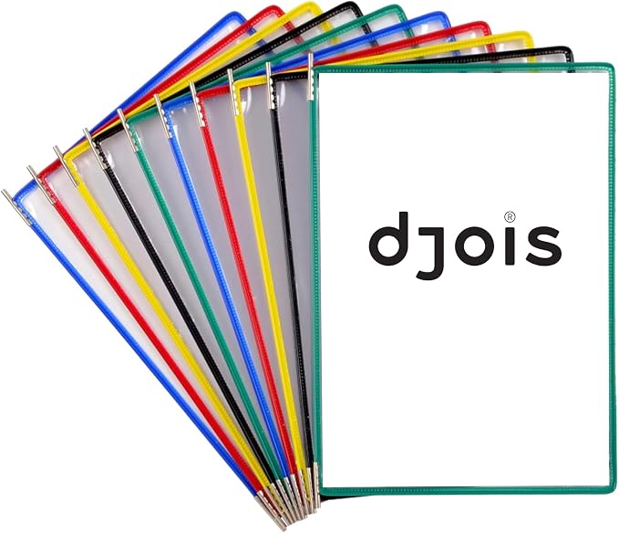 Tarifold Replacement Pivoting Pockets, Letter Size, Assorted, 10 Pack | 10 non-glare wire-reinforced polypropylene pockets hold 20 letter-size sheets, snap-on index tabs included, top-loading