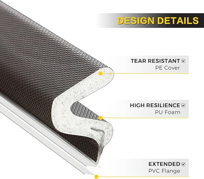 Weather Stripping Door Seal Strip Soundproof Q Foam Weather Stripping for Door Frame, Exterior Door Weather Stripping for Large Gap, Easy to Install（Brown, 30FT