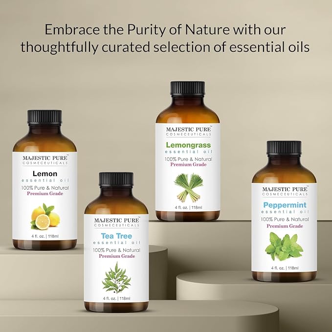 Majestic Pure Eucalyptus Essential Oil for Diffuser - 4 Fl Oz (Pack of 2) | 100% Natural Essentials Oils for home fragrance, diffuser use, massage, DIY candles, DIY soaps, Aromatherapy