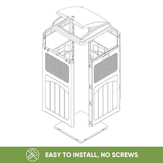 Patiowell 36 Gallon Outdoor Trash Can, Resin Outdoor Garbage Can with Lid for Patio, Backyard, Deck, Gray