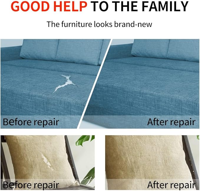 Fabric Repair Patches, Linen Repair Tape Self-Adhesive Fabric Patches Durable, DIY Large Linen Tape for Sofa, Couches, Furniture, Chair, Clothing （3.5X79 Inch, White）
