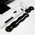 Mouse Pad with Wrist Rest, Soft Cloud Gel Keyboard Mouse Pad Set with Hand Wrist Support, Cute Non Slip Office Desk Accessories for Comfort/Pain Relief/Computer/Laptop (Black Wave)