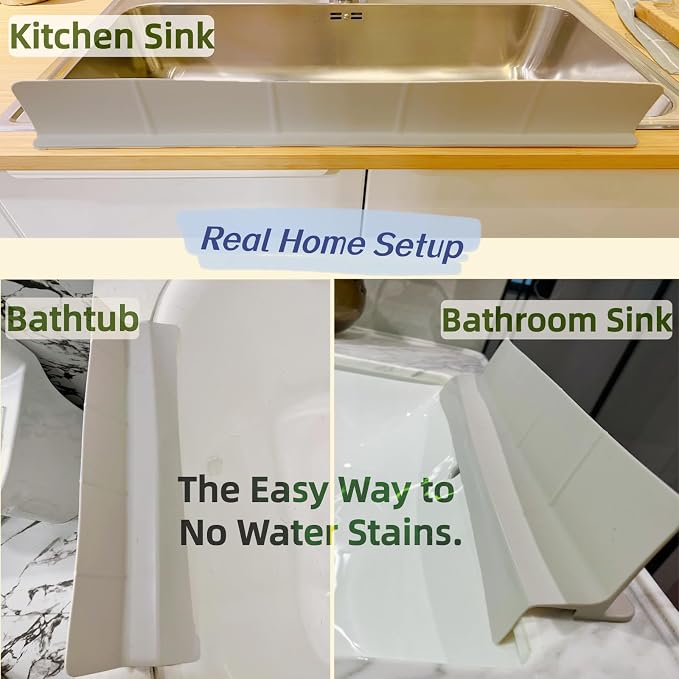 Sink Splash Guard for Kitchen, Splatter Screen & Silicone Water Guard with High Wall, Sink Edge Protector and Backsplash Guard, Easy to Install and Clean for Faucet and Countertop Area (Gray, 23")