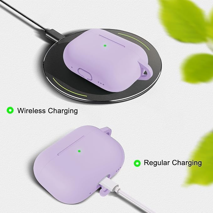 Full-Coverage dustproof Design for AirPods Pro 3 Case Cover with Cleaner Kit, Soft Silicone Cover for AirPods Pro 3rd Generation Comes with Keychain,Suitable for 3rd Generation Case,Lavender