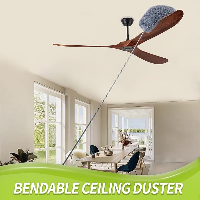 IVYROLL Cobweb Duster with Extension Pole | Spider Web Brush & Ceiling Cleaning Kit, 100" Microfiber Feather Duster Cleaner with Washable Head for Fan, Furniture, Home