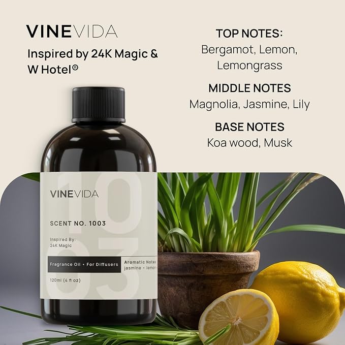 VINEVIDA (16oz) Hotel Fragrance Collection Diffuser Oil - Hotel Scents Diffusers for Home - Cold Air Diffuser Oil - Hotel Scent Essential Oil - Scent No.1003 Inspired by W Hotel