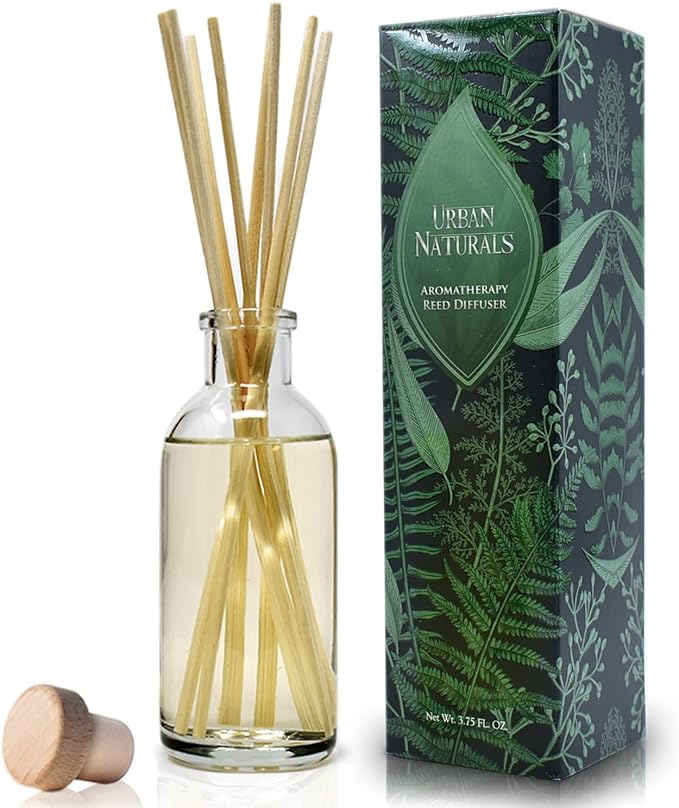 Reed Diffuser Set, Vanilla Lime - Bathroom Shelf Décor | Made with Essential Oils, Zesty Lime, Sweet Cane Sugar, Creamy Vanilla & Tonka Bean, Made in the USA