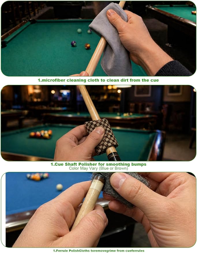 Pool Table Cleaner Kit - Anti-Residue Foam Billiard Table Cleaning Spray with Large Brushes, Cleaning Cloth, Billiard Table Maintenance Accessory Set - Suitable for Billiard Players for Home & Club