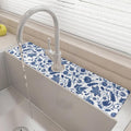 24" X 5.5" Kitchen Sink Splash Guard Faucet Mat Flora Super Absorbent Fast Drying Faucet Guard & Draining Mat Sink Splash Guard Behind Faucet for Kitchen, Bathroom