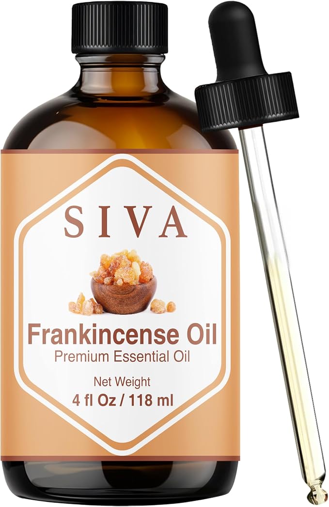 Siva Frankincense Essential Oil with Dropper, 4 Fl Oz (118 ml) | Frankincense Oil for Diffuser, Humidifier, Skin, Body, Perfume, Home Fragrance, Incense, Bath, Soap, Candle & DIY Projects