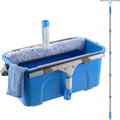 Window Cleaning Kit 77'' Long Handle with Bucket for Home Outdoor | Professional Window Washing Equipment, 77'' Long Handle, 14'' Silicone Squeegee, Microfiber Scrubber, Cloth, Commercial Use