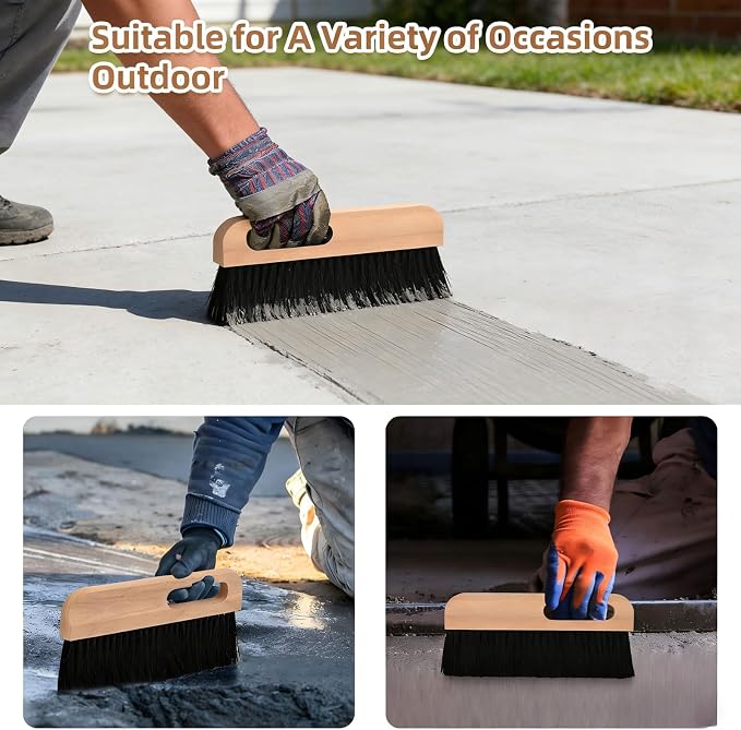 6 Pcs Concrete Trowel with Comfort Wood Handle, Wallpaper Brush Trowel for Concrete Texturing in Curbs Gutters Hard to Reach Areas, Multi-Use Wall Texturing & Wallpaper Smoothing Tool