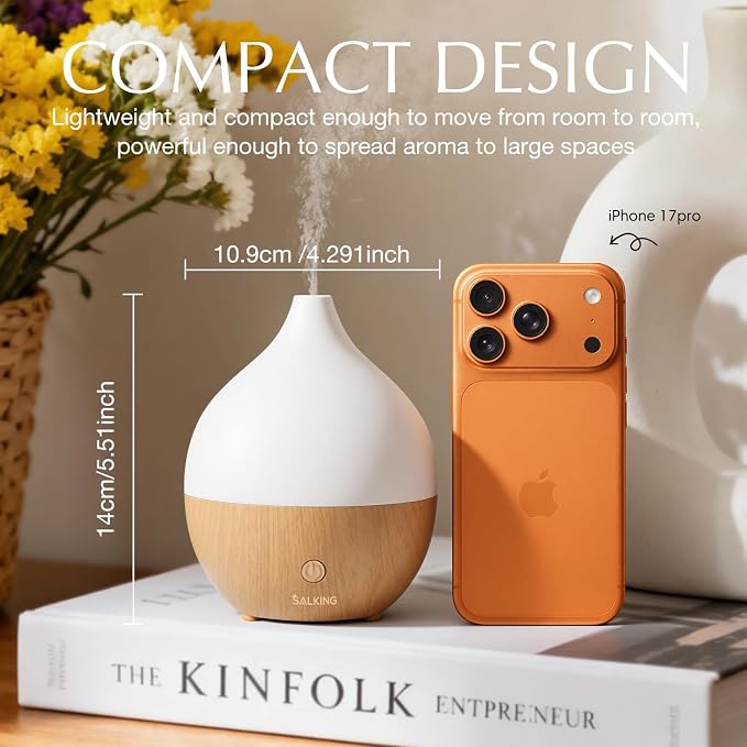 SALKING Essential Oil Diffuser with Remote Control, 100ml Small Aromatherapy Diffuser for Essential Oils, 2 Mist Modes Ultrasonic Diffusers, Cool Mist Humidifier with Timer, for Office Home