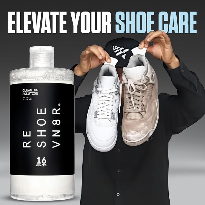 RESHOEVN8R Sneaker Cleaning Solution - Canvas, Leather, Suede, Mesh | Shoe care cleaner for canvas, leather, mesh, suede, white & nubuck shoes and sneakers, all-natural formula