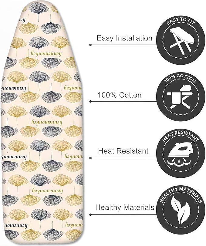 Ironing Board Cover with Two 5MM Thick Feltpads,15"x48"Heat Resistant Replacement Ironing Board Cover and Pad,Fits Standard Ironing Boards,Durability and Easy to Install