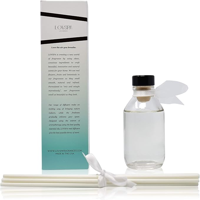 Reed Diffuser Set - Summer Linen Scented Diffuser with Sticks | Home Fragrance Reed Diffuser for Bedroom, Bathroom Shelf Décor - Made in the USA