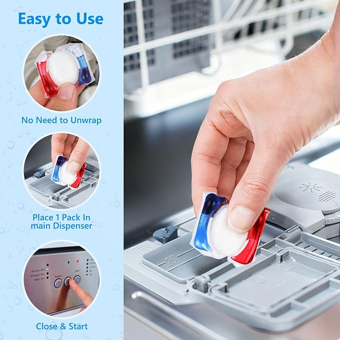 400 Count Dishwasher Pods, No Pre-Rinse Dishwasher Detergent Soap On Stain and Grease, Leaving a Virtually Spotless Shine,Dishwasher Detergent for Deep Cleaning