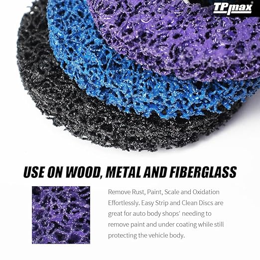 5" x7/8" Stripping Discs Rust Remover Wheel Remove Paint and Oxidation Poly Strip Wheel Disc Abrasive Angle Grinding Wheel - 3 Pack(Purple/Blue/Black)