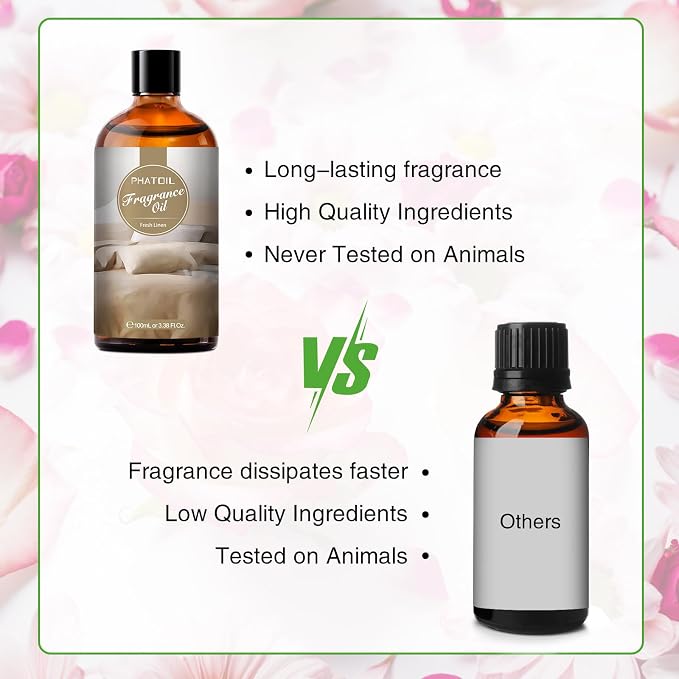 PHATOIL Fresh Linen Fragrance Oil for Diffuser Aromatherapy 3.38FL.OZ | Long Lasting Scented Oils For Humidifier, Air Freshener, DIY Soap Candle, Scent Project Making, Aroma Oil for Home Freshening
