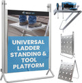 Universal Ladder Platform Attachment 11.8" x 10.4", 400 LBS Capacity, Non-Slip Aluminum Alloy, Fits All Ladder Types, Adjustable Height Mount for Painting, HVAC & Electrical