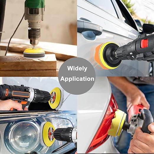 3 Inch Sanding Disc Drill Polishing Kit Sanding Attachment, 150 Pcs Wet Dry Car Headlight Restoration Kit Hook and Loop Sandpaper with 1/4" Shank, Backing Pads, Interface Pads and Polishing Pads