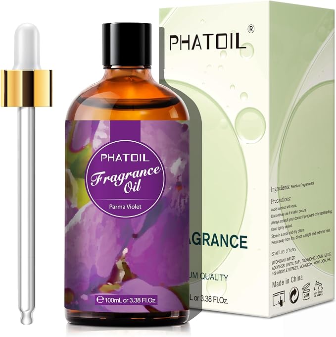 PHATOIL Parma Violet Fragrance Oil for Diffuser Aromatherapy 3.38FL.OZ | Long Lasting Scented Oils For Humidifier, Air Freshener, DIY Soap Candle, Scent Project Making, Aroma Oil for Home Freshening